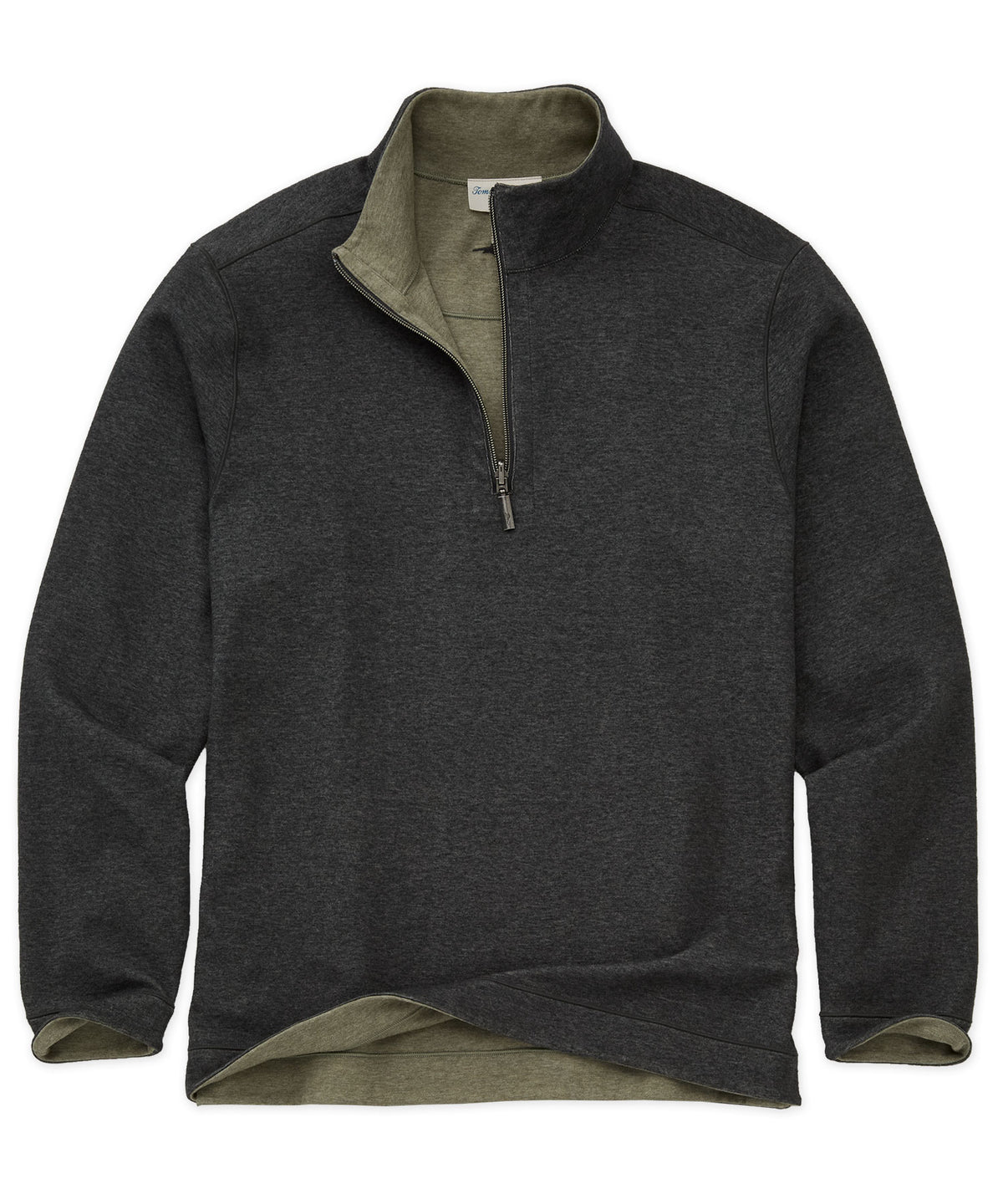 Tommy Bahama Long Sleeve Flipview Half-Zip Pullover - Charcoal Heather, Men's Big & Tall