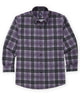 No-tuck long sleeve plaid button-down sport shirt in thistle and dark gray