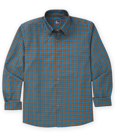 Westport No-Tuck Long Sleeve Button-Down Collar Stretch Performance Plaid Sport Shirt, Men's Big & Tall