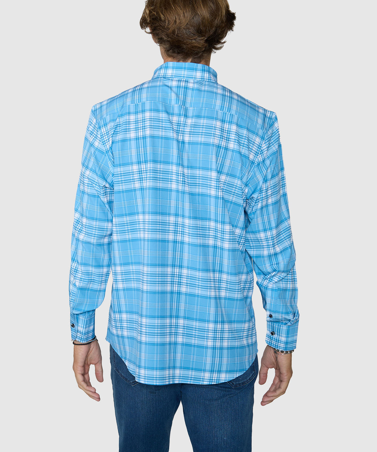 Westport No-Tuck Long Sleeve Button-Down Collar Stretch Performance Plaid Sport Shirt, Men's Big & Tall