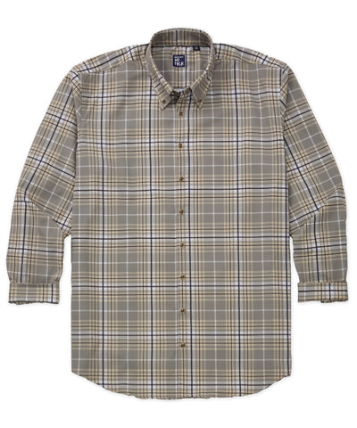 Westport No-Tuck Long Sleeve Button-Down Collar Stretch Performance Plaid Sport Shirt, Men's Big & Tall