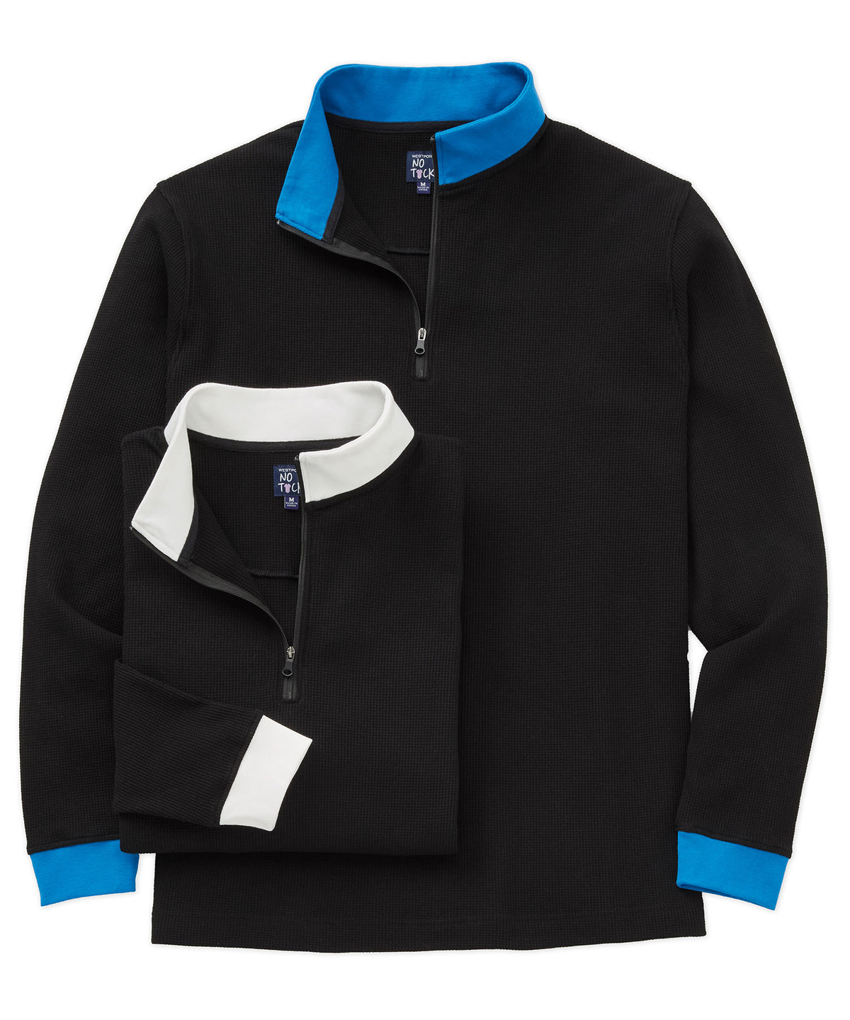 Westport No-Tuck Long Sleeve Contrast Trim Quarter-Zip Pullover, Men's Big & Tall