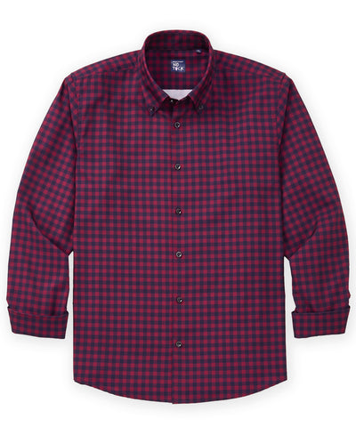 Westport No-Tuck Long Sleeve Button-Down Collar Stretch Performance Gingham Sport Shirt, Men's Big & Tall