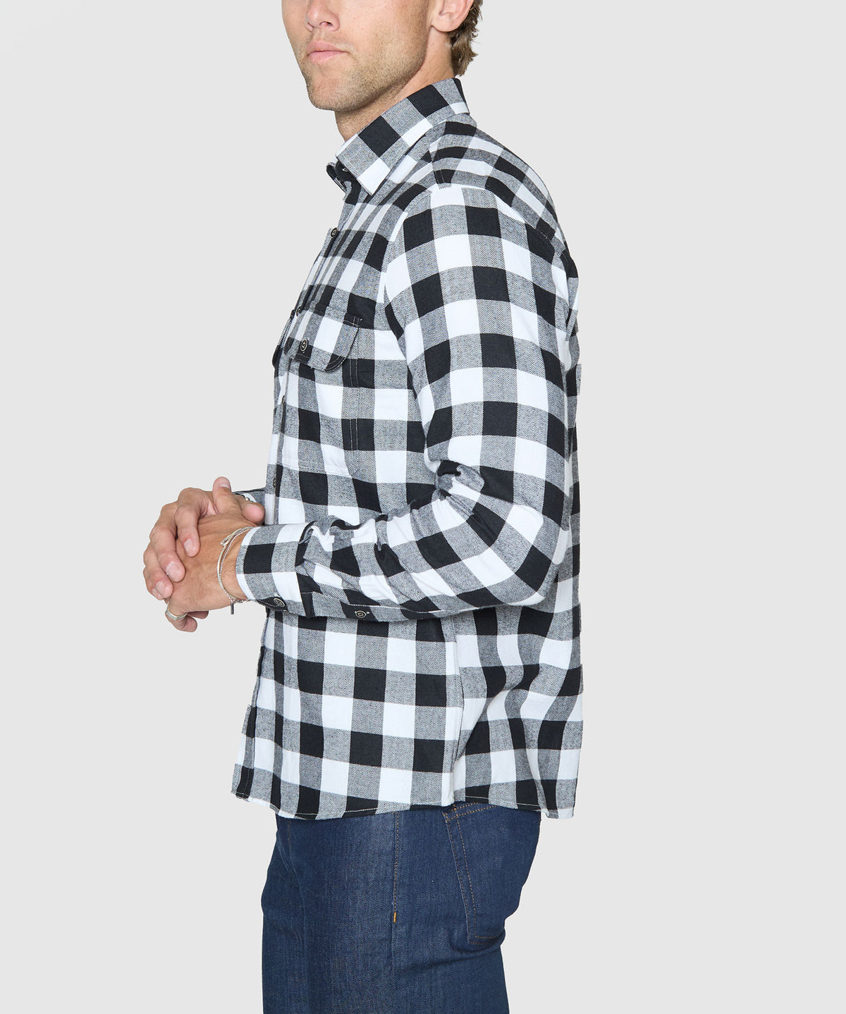 Westport No-Tuck Long Sleeve Hidden Button Down Collar Buffalo Plaid Sport Shirt, Men's Big & Tall