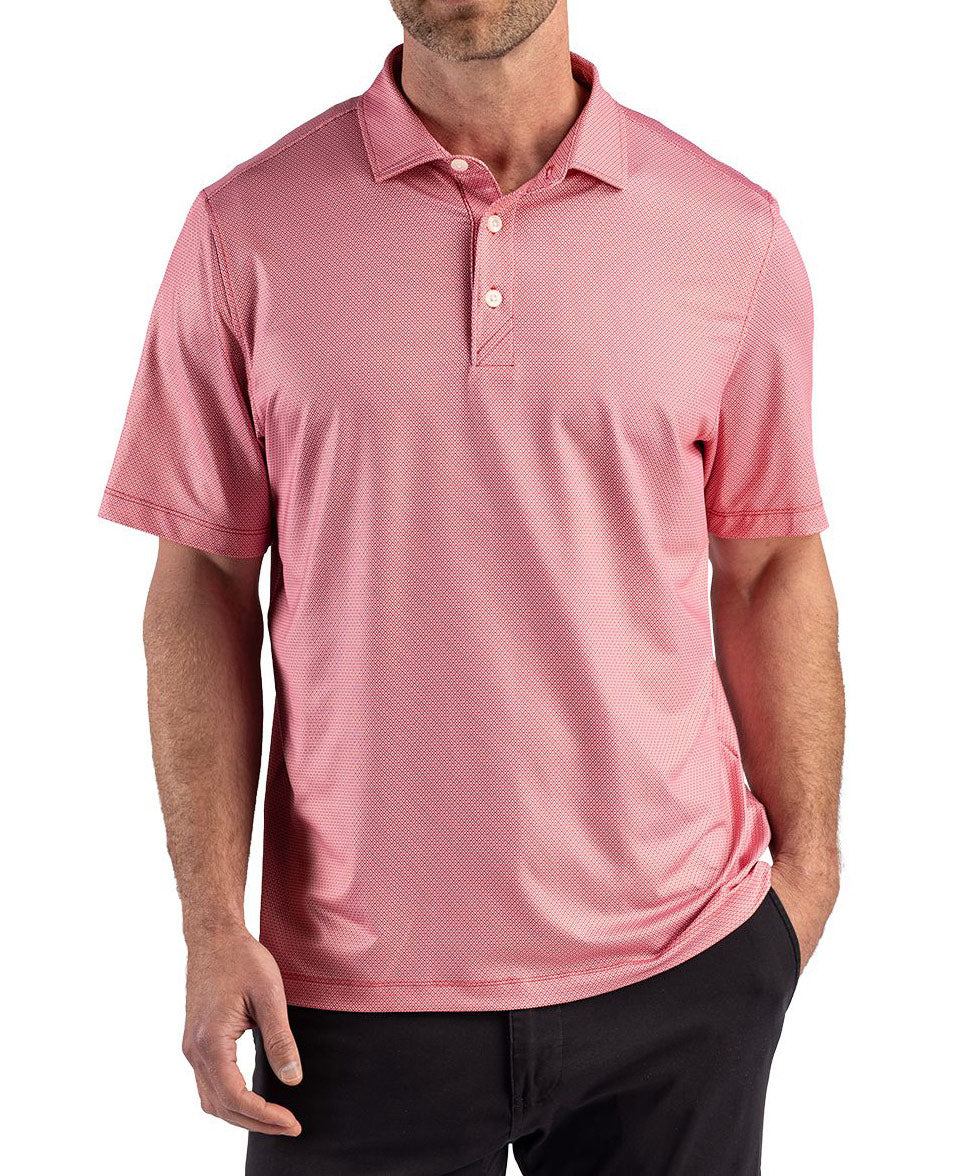 Cutter & Buck Short Sleeve Pike Recycled Lattice Print Polo, Men's Big & Tall