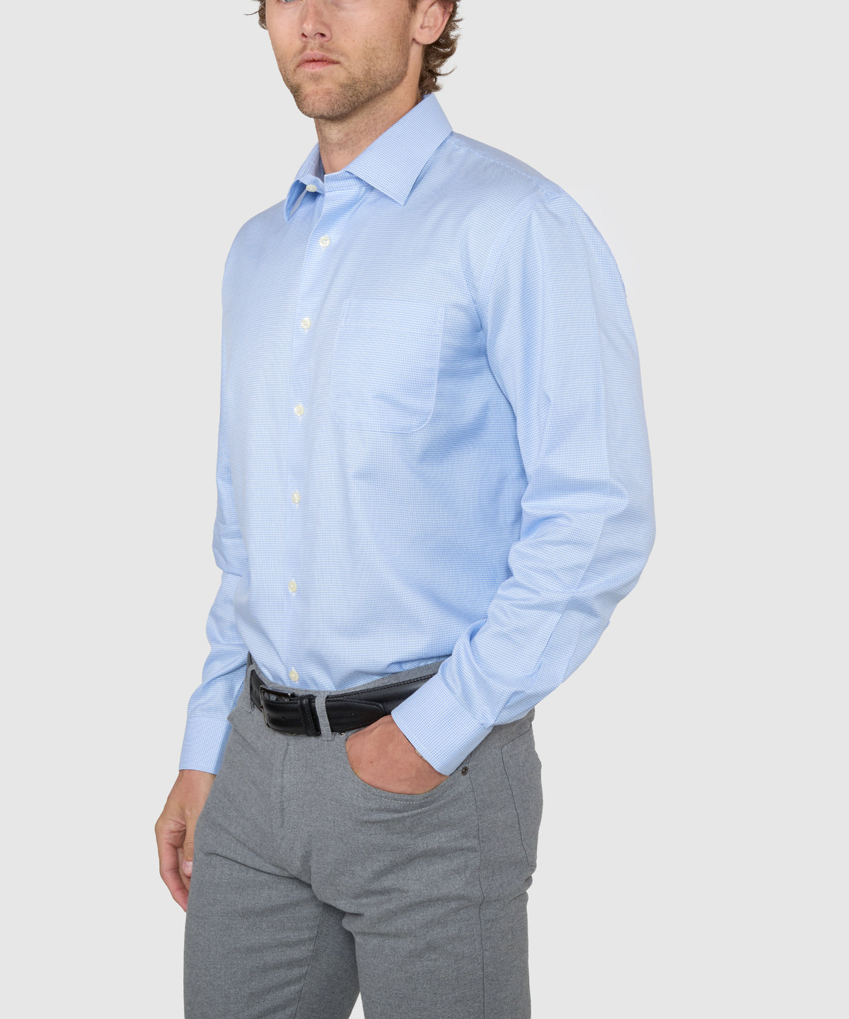 Wilkes & Riley Long Sleeve Houndstooth Twill Shirt, Men's Big & Tall