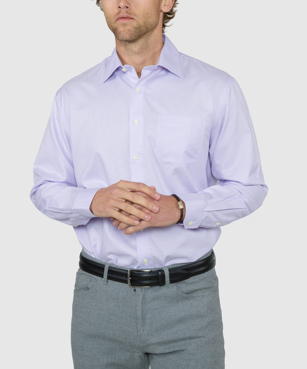 Wilkes & Riley Long Sleeve Houndstooth Twill Shirt, Men's Big & Tall