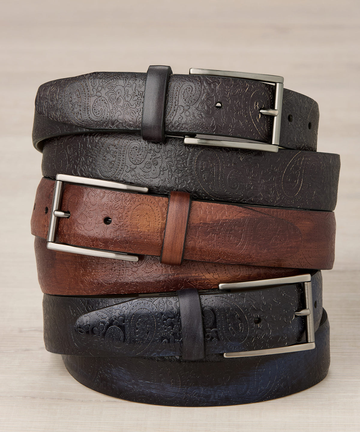 Westport Black 35mm Paisley Aviation Belt, Men's Big & Tall