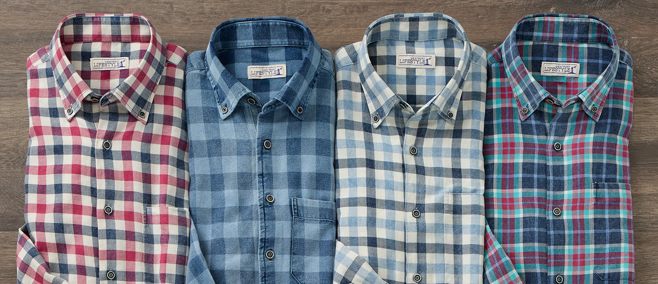 Westport Lifestyle Long Sleeve Button Down Collar Plaid Sport Shirts, Men's Big & Tall