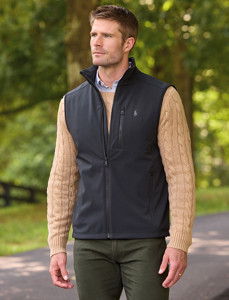 Male model wearing Polo Ralph Lauren Whalton Vest