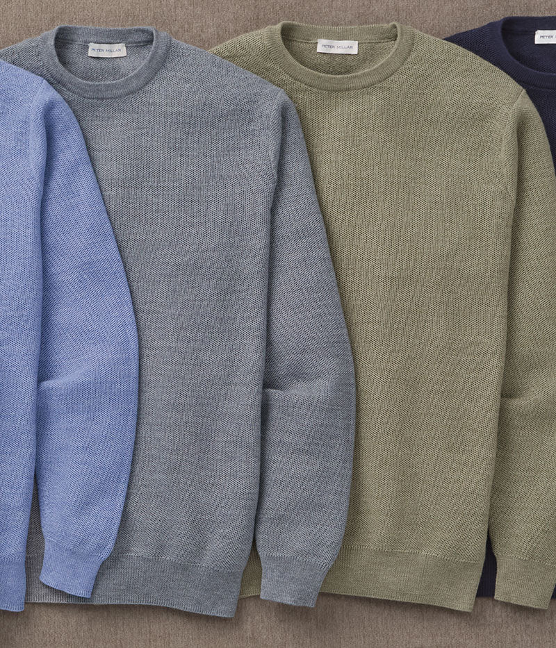 Peter Millar Long Sleeve Autumn Crest Honeycomb Crew Neck Pullover