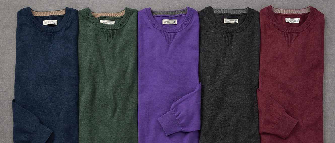 Westport Lifestyle Iconic Keyhole Cotton Cashmere Crew Neck Sweaters