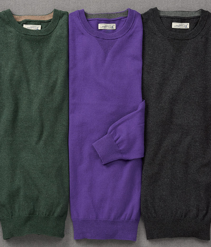 Westport Lifestyle Iconic Keyhole Cotton Cashmere Crew Neck Sweaters