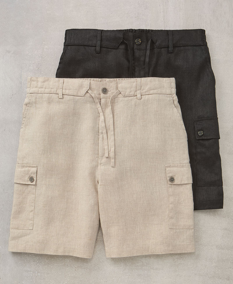 Westport Black Southport Linen Drawstring Cargo Shorts