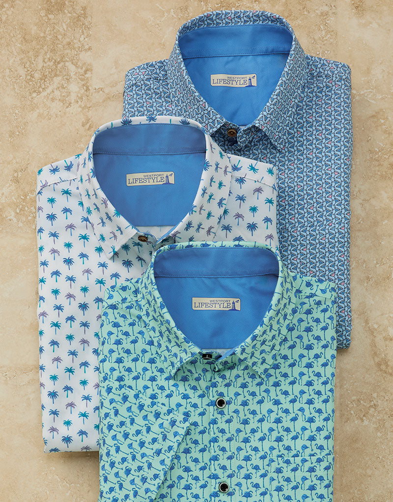Westport Lifestyle Print Performance Stretch Sport Shirts