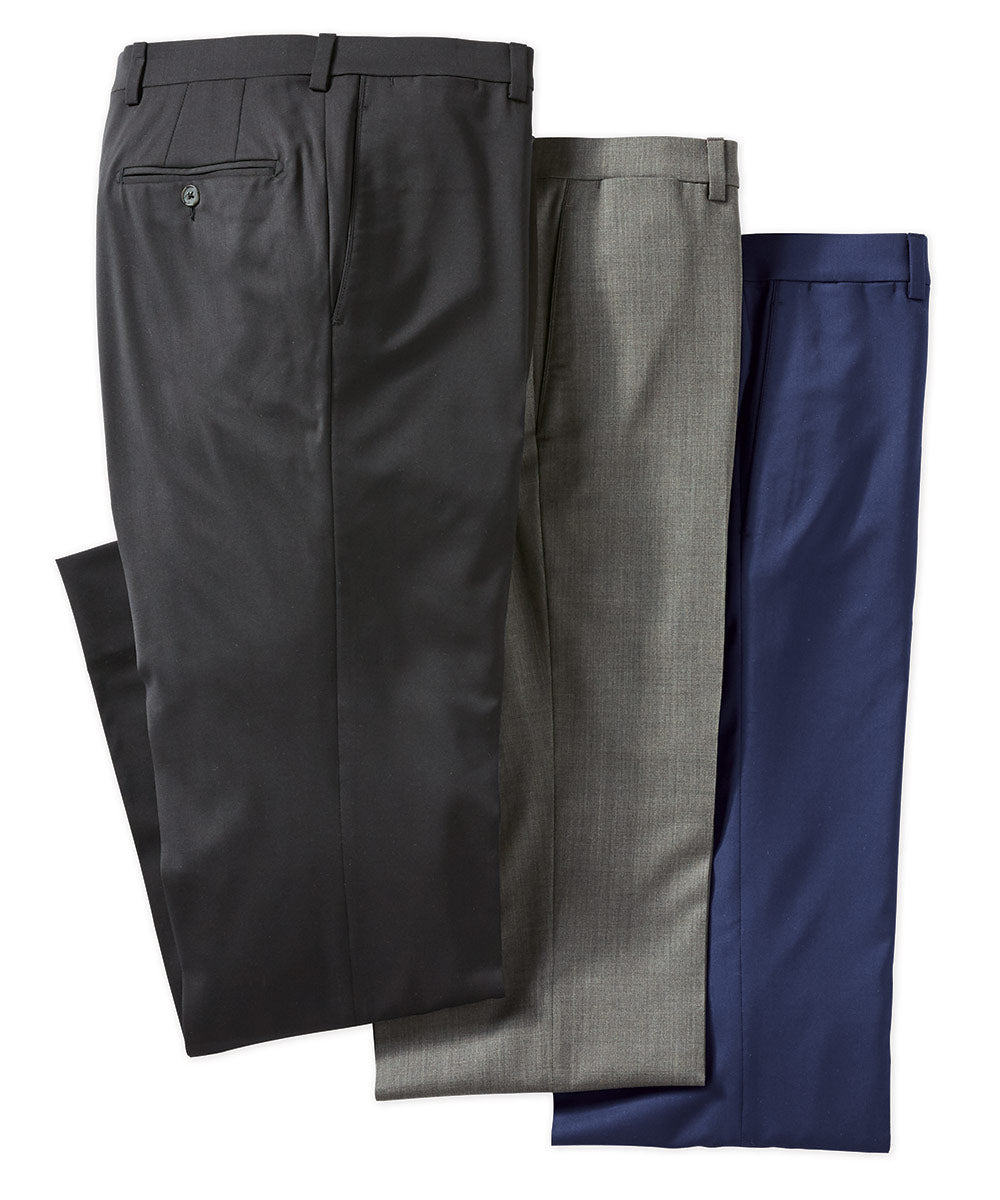 Westport Black 3Sixty5 Stretch Wool Flat Front Suit Pants, Men's Big & Tall