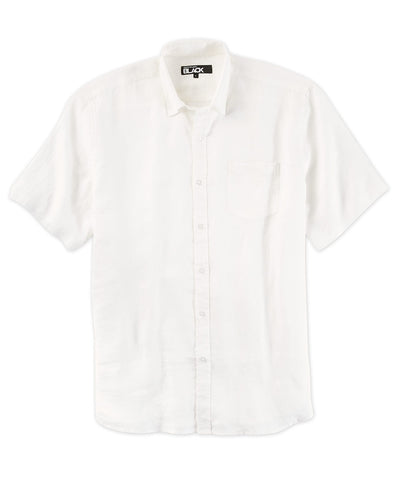 Westport Black Short Sleeve Solid Linen Sport Shirt, Men's Big & Tall