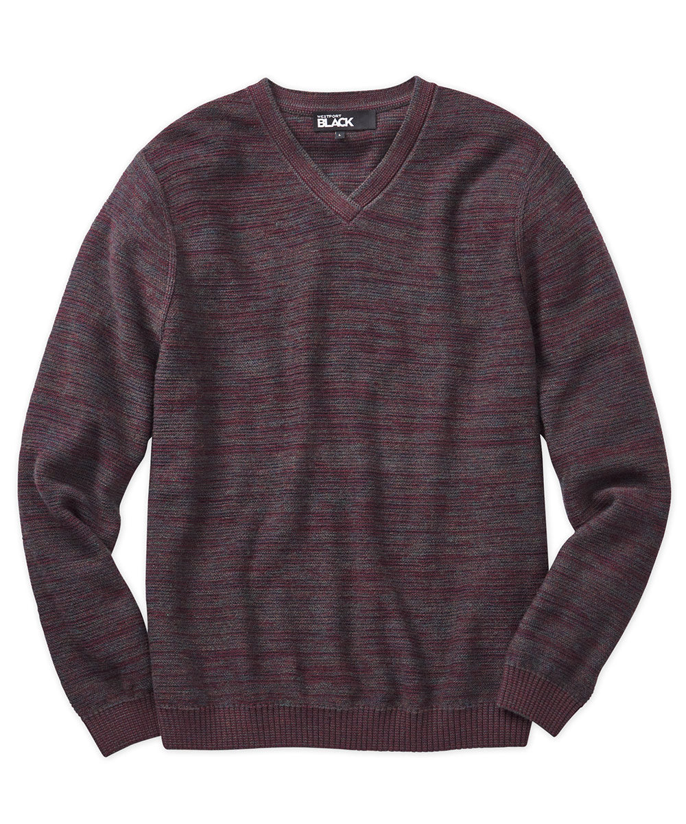 Westport Black by Lenor Romano Reverse Jersey Stitch V-Neck Sweater, Men's Big & Tall