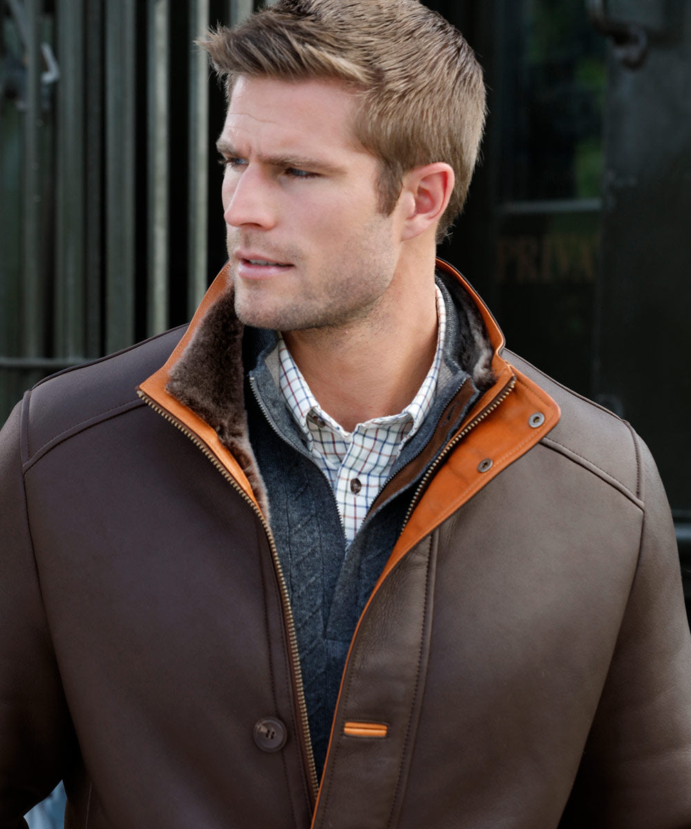 Westport Black Shearling Coat, Men's Big & Tall