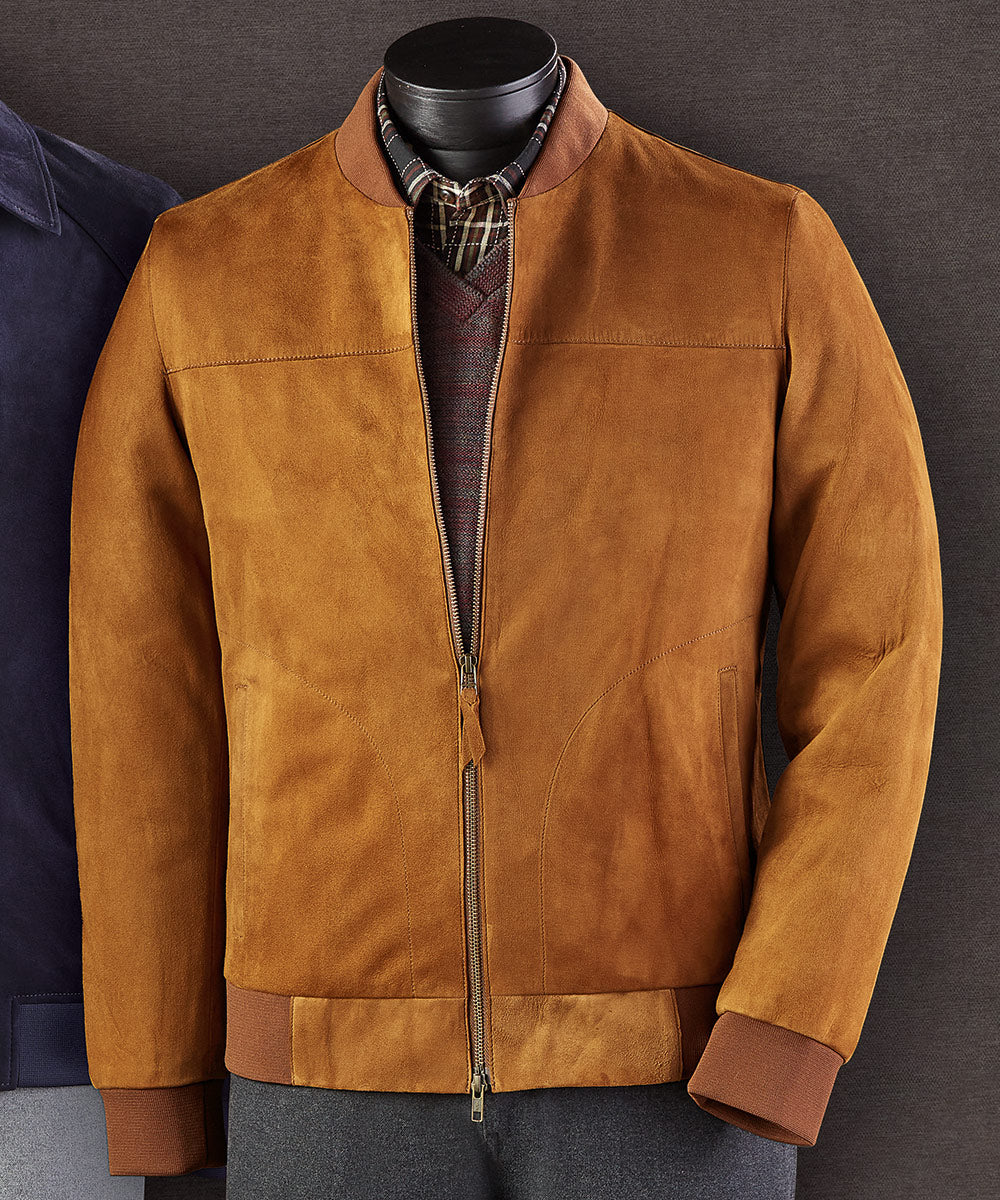 Westport Black Goat Suede Baseball Jacket, Men's Big & Tall