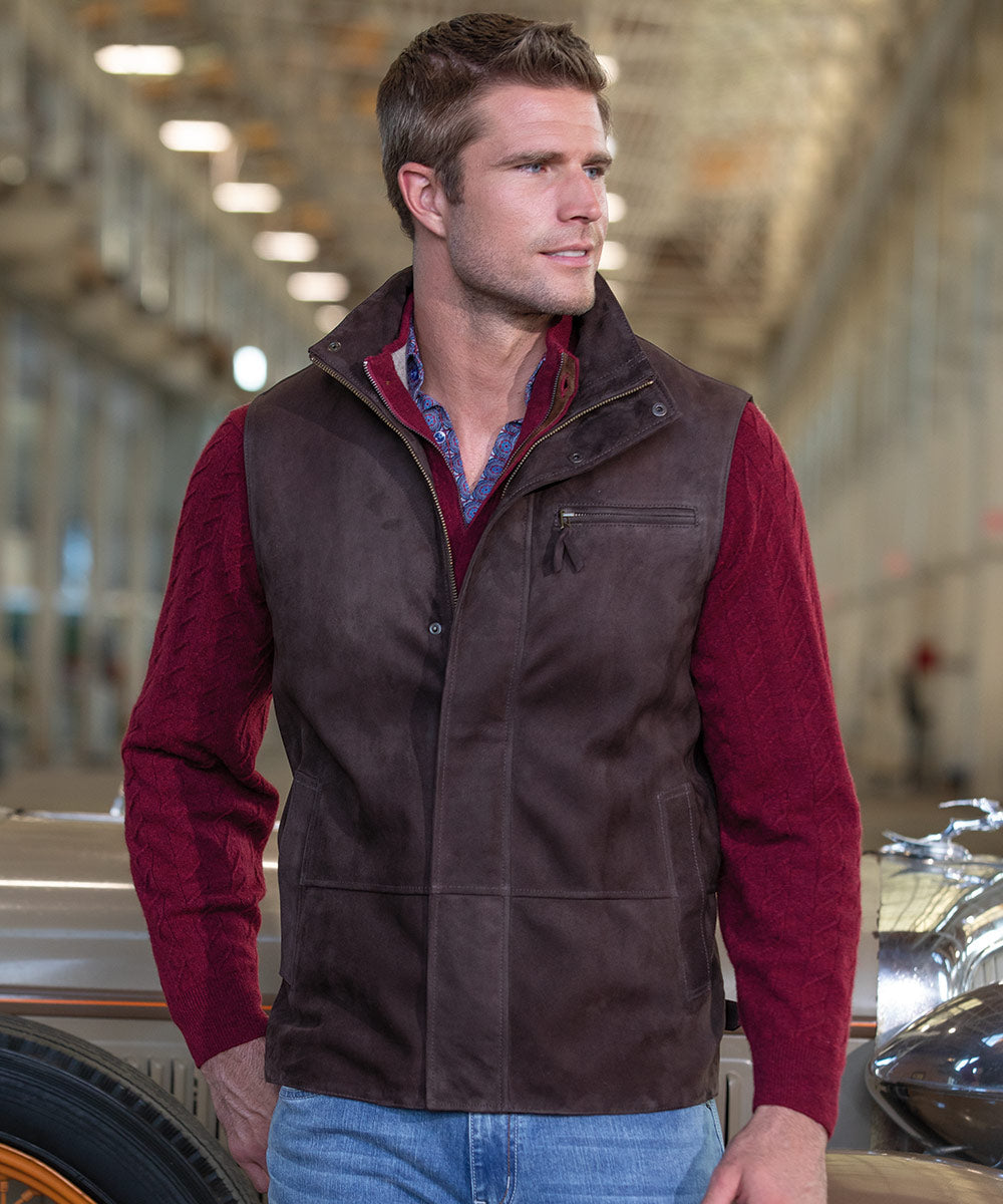 Westport Black Goat Suede Vest, Men's Big & Tall