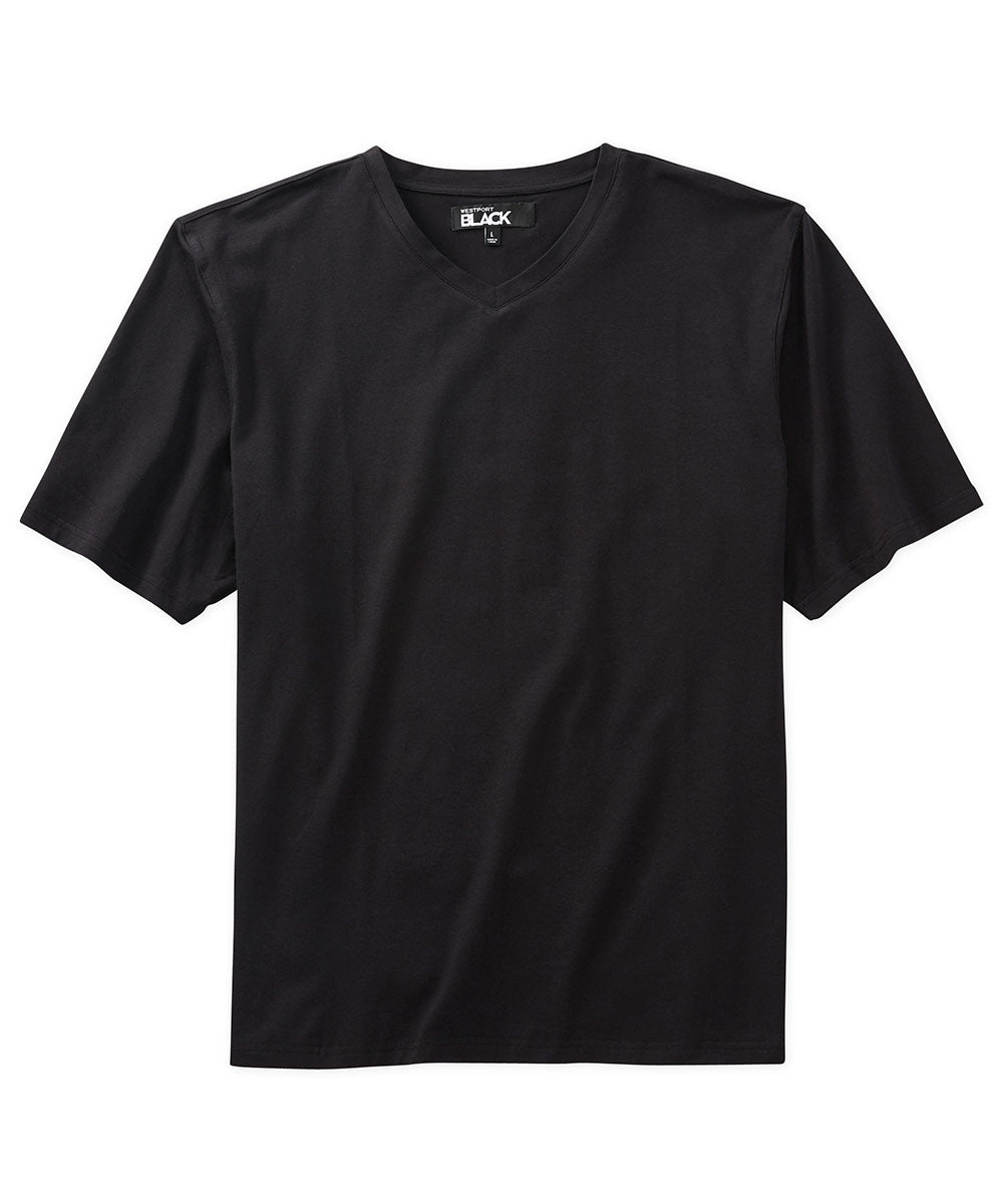 Westport Black Short Sleeve Pima Stretch Solid V-Neck Tee