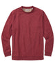 Brick red melange interlock crew pullover with ribbed crew neck and cuffs.