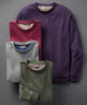 Melange interlock crew pullover in assorted colors: deep purple, brick, grey, pine.