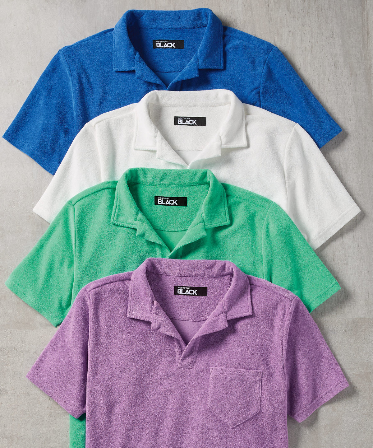 Westport Black Johnny Collar Terry Polo, Men's Big & Tall