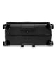 Black wardrobe spinner suitcase with front panel and four spinner wheels
