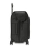 Black upright wardrobe spinner suitcase end panel with zip pocket and handles